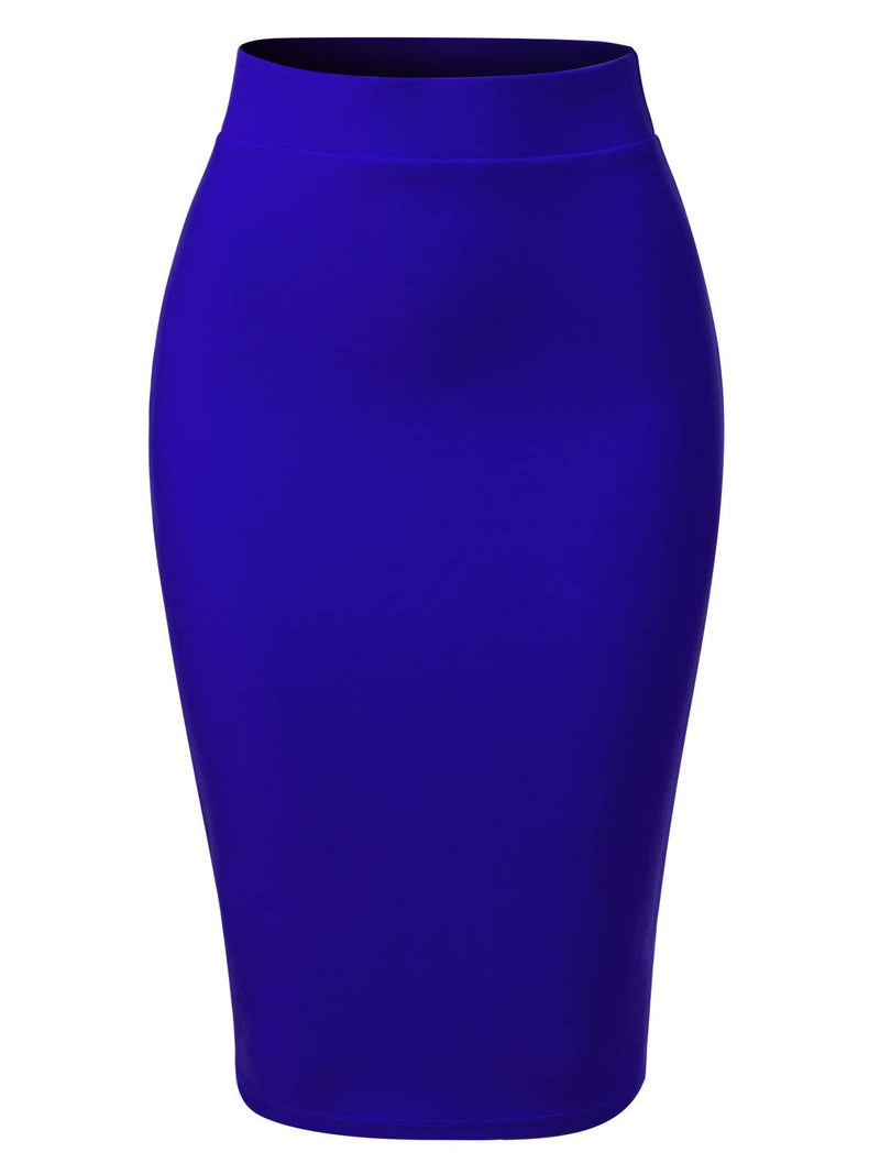 MixMatchy Women's Casual Classic Bodycon Pencil Skirt Royal Blue M - Image 1